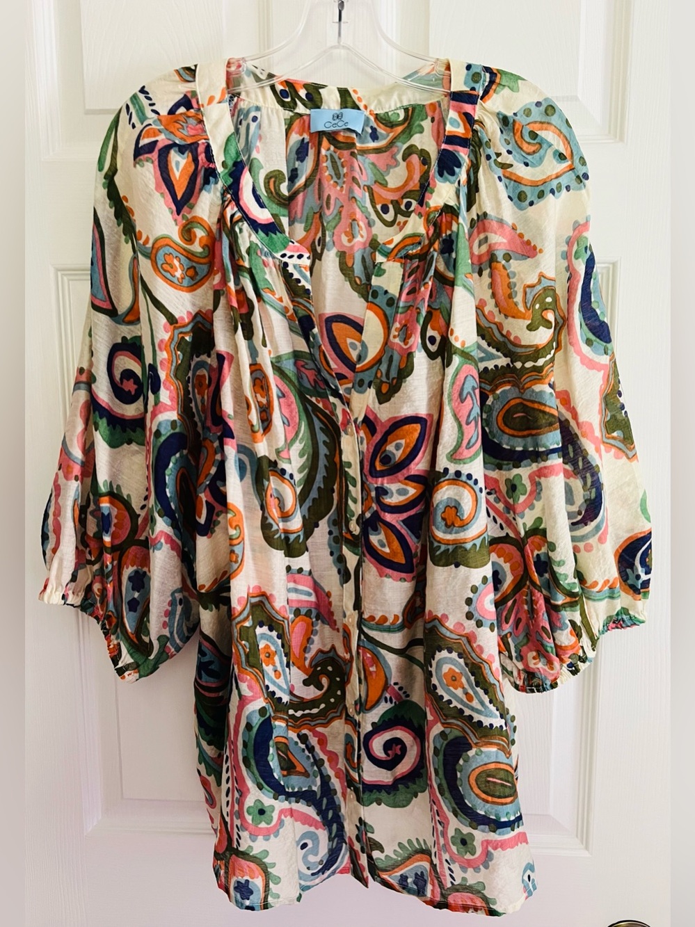 EUC CeCe Vibrant Paisley Top